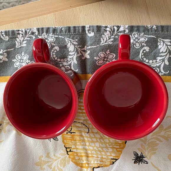 FiestaWare Scarlet Red ORing (keyhole) Handle Coffee Mugs Cup, 1 Set EUC - Picture 5 of 6